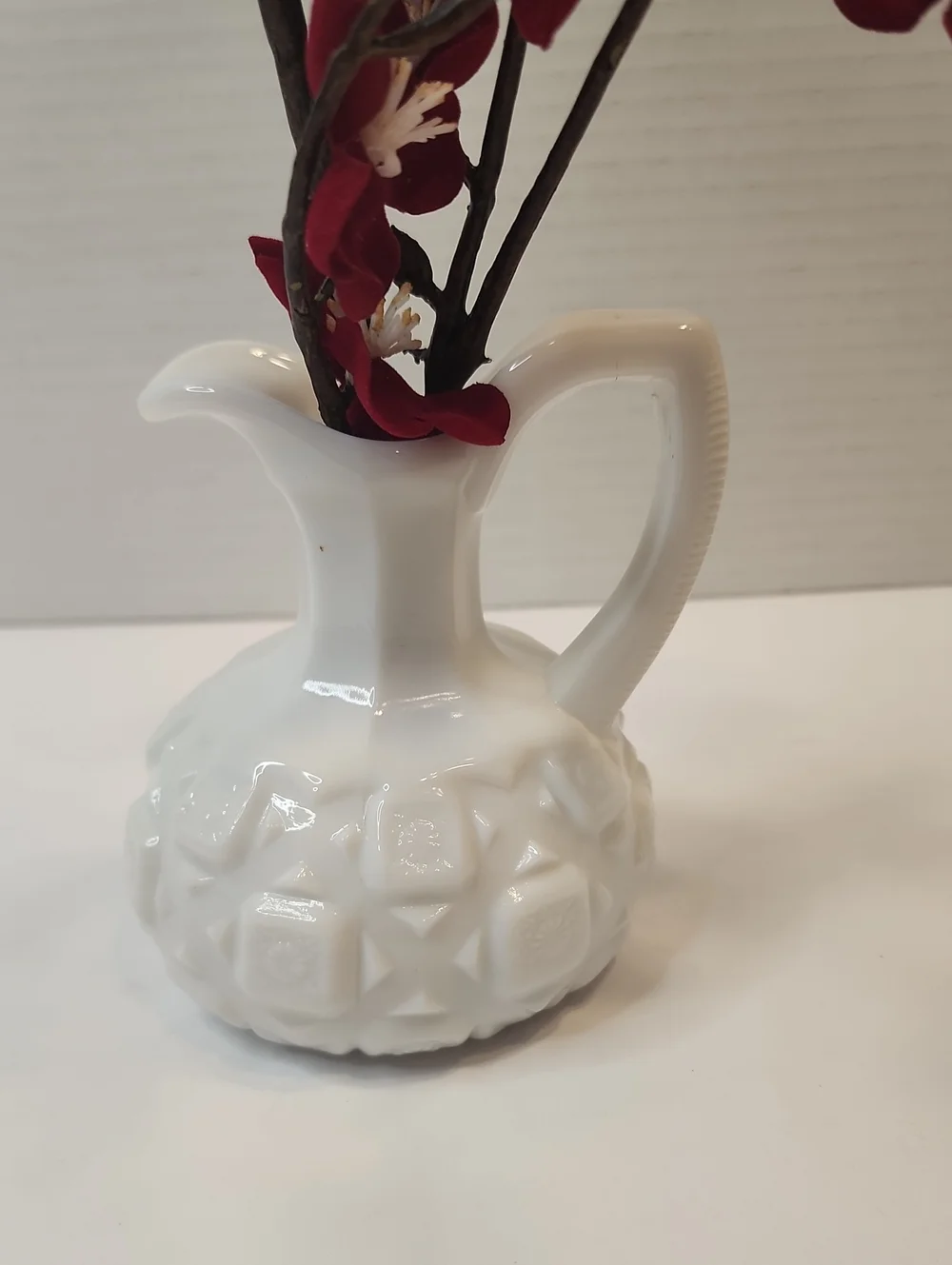 Vintage Milk Glass White Ceramic Cruet Quilt Pattern